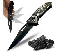CAVECA Navaja Plegable Pequeña con Hoja de Acero Inoxidable y Mecanismo de Apertura y Seguro de Cierre, Liviana y Compacta Navaja de Bolsillo para Camping, Supervivencia, Caza, Pesca, Montaña.
