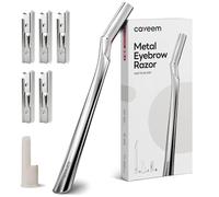 CAVEEM Cuchilla Facial para Mujer, Dermaplaning Facial y Perfilador de Cejas, Maquinillas de Afeitar para Mujeres y Hombres, 6 Cuchillas de Repuesto de Acero Inoxidable, Plata Mate
