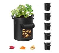 Cavisoo Paquete de 5 Bolsas de Cultivo de Patatas de 10 galones, Bolsa de plantación de jardín con Mango Duradero, macetas de Tela no Tejida Gruesa para Tomate, Verduras y Frutas