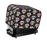 Cavizow Day of The Dead - Cubierta para tostadora de calavera de azúcar, 2 rebanadas, ranura ancha, a prueba de polvo, impermeable, para electrodomésticos de cocina, con lazo para colgar, protector de