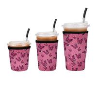 Cavllson Fundas reutilizables de neopreno aisladas para bebidas frías para café Starbucks, McCafe, Dunkin Donuts, Tim Hortons y más, mariposa, paquete de 3