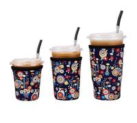 Cavllson Fundas reutilizables de neopreno aisladas para bebidas frías para café Starbucks, McCafe, Dunkin Donuts, Tim Hortons y más, búho, paquete de 3