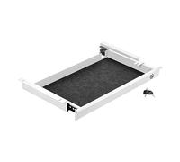 CAVO Cajón de acero para documentos 500 mm blanco con cerradura con entrada de cables Cajón bajo escritorio para mesas de oficina