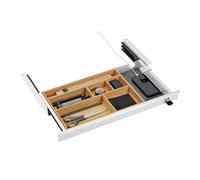 CAVO Cajón portadocumentos con cerradura 500 x 265 x 45 mm blanco con inserto de bambú Cajón para objetos de valor Cajón de escritorio