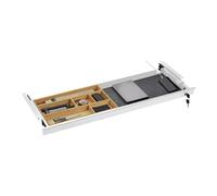 CAVO Cajón portadocumentos con cerradura 850 x 265 x 45 mm blanco con inserto de bambú Cajón de oficina