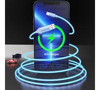Cavo Ricarica per iPhone Con LED Blu, Caricabatterie USB lucido [Certificato MFi] Cavo Per Auto USB Glow in the Dark Caricabatterie LED Per Auto per Apple iPhone 14 13 12 11 Pro Max XR X XS 8 7 6