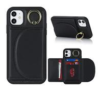 Cavor Copmob Funda iPhone 11,Carcasa iPhone 11,Flip Billetera Funda de Cuero,[3 Ranuras][Magnetica][con Soporte de Anillo],Carcasa Case Funda para iPhone 11 - Negro