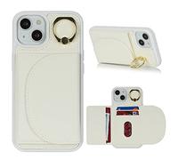 Cavor Copmob Funda iPhone 14/13,Carcasa iPhone 14/13,Flip Billetera Funda de Cuero,[3 Ranuras][Magnetica][con Soporte de Anillo],Carcasa Case Funda para iPhone 14/13 - Blanco