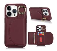 Cavor Copmob Funda iPhone 14 Pro MAX,Carcasa iPhone 14 Pro MAX,Flip Billetera Funda de Cuero,[3 Ranuras][Magnetica][con Soporte de Anillo],Carcasa Case Funda para iPhone 14 Pro MAX - Rojo Oscuro