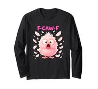 Caw Chicken Cute Pink Bird Cartoon Humor Crazy Chick Mujeres Manga Larga