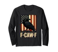 Caw Crow Black Bird USA Flag Vintage Raven Hombres Mujeres Manga Larga