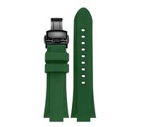 CAWEUER Adaptación de caucho compatible con reloj Casio EFB-680 ECB-10YD resina y silicona pulsera convexa 26 x 14 mm(Green black B)
