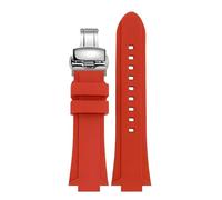 CAWEUER Adaptación de caucho compatible con reloj Casio EFB-680 ECB-10YD resina y silicona pulsera convexa 26 x 14 mm(Red - Silver B)