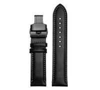 CAWEUER Compatible con correa de reloj Citizen Soft Leather Blue Angel Air Eagle AT8020 JY8078, correa de reloj negra y azul de 22 y 23 mm, accesorios.(Black-Black-B1,22mm)