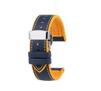 CAWEUER Compatible con reloj CITIZEN Blue Angel Men Radio Wave AT8020-54L/8020-03L/JY8078 Series Correa de reloj de lona de nailon y caucho de 22 mm y 23 mm(C-Blue yellow-S,23mm)