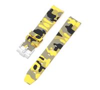 CAWEUER Correa compatible con Omega X Swatch MoonSwatch, pulsera de buceo de silicona con extremo curvo, accesorios de reloj de 20 mm, compatible con correa de camuflaje Rolex.(Camo yellow01)