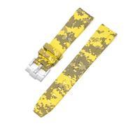 CAWEUER Correa compatible con Omega X Swatch MoonSwatch, pulsera de buceo de silicona con extremo curvo, accesorios de reloj de 20 mm, compatible con correa de camuflaje Rolex.(Mosaic yellow01)