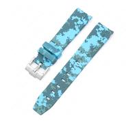 CAWEUER Correa compatible con Omega X Swatch MoonSwatch, pulsera de buceo de silicona con extremo curvo, accesorios de reloj de 20 mm, compatible con correa de camuflaje Rolex.(Mosaic light blue01)