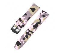 CAWEUER Correa compatible con Omega X Swatch MoonSwatch, pulsera de buceo de silicona con extremo curvo, accesorios de reloj de 20 mm, compatible con correa de camuflaje Rolex.(Camo pink02)