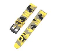 CAWEUER Correa compatible con Omega X Swatch MoonSwatch, pulsera de buceo de silicona con extremo curvo, accesorios de reloj de 20 mm, compatible con correa de camuflaje Rolex.(Camo yellow02)