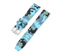 CAWEUER Correa compatible con Omega X Swatch MoonSwatch, pulsera de buceo de silicona con extremo curvo, accesorios de reloj de 20 mm, compatible con correa de camuflaje Rolex.(Camo light blue01)