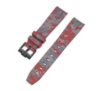 CAWEUER Correa compatible con Omega X Swatch MoonSwatch, pulsera de buceo de silicona con extremo curvo, accesorios de reloj de 20 mm, compatible con correa de camuflaje Rolex.(Mosaic dark red02)