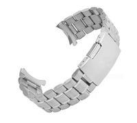 CAWEUER Correa curva de acero inoxidable de 20 mm, 22 mm y 24 mm compatible con pulsera de metal Casio EFR-526/303/304/530/556/552 for hombre BEM-506/501(B silver,20mm)