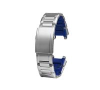 CAWEUER Correa de acero inoxidable 316L compatible con Casio MTG-B1000 MTG-B2000 G-Shock Heart of Steel, pulsera de repuesto for reloj de hombre.(Silver blue,For MTG-B2000)