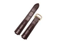 CAWEUER Correa de cuero compatible con pulsera globo azul Cartier. Reemplaza la correa piel vaca for mujer (16-9 mm, 18-11, 20-12 y 22-14 mm)(Brown-gold,8-16mm)