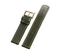 CAWEUER Correa de piel de vaca auténtica, pulsera Universal de cuero encerado con aceite Retro de 18, 20mm y 22mm, hebilla de acero inoxidable, accesorios for relojes de negocios(Green gold,18mm)