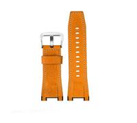 CAWEUER Correa de reloj compatible con Casio GST-S100G / S110 / S130L / W100G / W110 / 210B / 400G / 410 / Pulsera de 26 x 14 mm Correa de reloj de cuero for hombre(Yellow silver clasp)