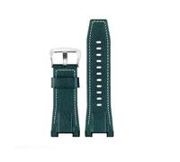 CAWEUER Correa de reloj compatible con Casio GST-S100G / S110 / S130L / W100G / W110 / 210B / 400G / 410 / Pulsera de 26 x 14 mm Correa de reloj de cuero for hombre(Blue white silver)