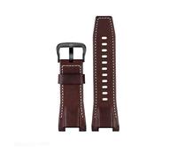 CAWEUER Correa de reloj compatible con Casio GST-S100G / S110 / S130L / W100G / W110 / 210B / 400G / 410 / Pulsera de 26 x 14 mm Correa de reloj de cuero for hombre(Dark brown black)