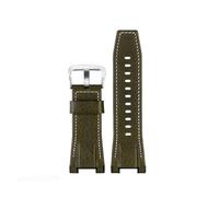 CAWEUER Correa de reloj compatible con Casio GST-S100G / S110 / S130L / W100G / W110 / 210B / 400G / 410 / Pulsera de 26 x 14 mm Correa de reloj de cuero for hombre(Green white silver)