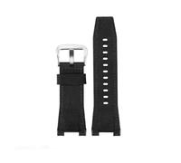 CAWEUER Correa de reloj compatible con Casio GST-S100G / S110 / S130L / W100G / W110 / 210B / 400G / 410 / Pulsera de 26 x 14 mm Correa de reloj de cuero for hombre(Nylon black silver)
