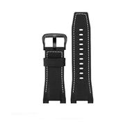 CAWEUER Correa de reloj compatible con Casio GST-S100G / S110 / S130L / W100G / W110 / 210B / 400G / 410 / Pulsera de 26 x 14 mm Correa de reloj de cuero for hombre(Nylon black white bk)