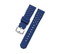 CAWEUER Correa de reloj compatible con TAG Heuer Serie F1, hebilla de acero Caz2011, Seiko Citizen, silicona transpirable de 22 mm.(Dark blue-Steel-K2)