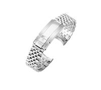 CAWEUER Correa de reloj de acero inoxidable macizo compatible con Rolex Refined Belt Log Type Oyster Perpeual Greenwich Type II Correa for hombre de 20 mm(Steel-Z9)