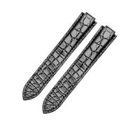 CAWEUER Correa de reloj de cuero genuino compatible con Cartier Blue Balloon, piel de cocodrilo, resistente al agua y al sudor, for hombre y mujer, correa de 12,20 mm.(Black-No Buckle,11x18mm)