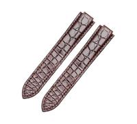 CAWEUER Correa de reloj de cuero genuino compatible con Cartier Blue Balloon, piel de cocodrilo, resistente al agua y al sudor, for hombre y mujer, correa de 12,20 mm.(Brown-No Buckle,11x18mm)