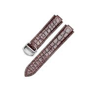 CAWEUER Correa de reloj de cuero genuino compatible con Cartier Blue Balloon, piel de cocodrilo, resistente al agua y al sudor, for hombre y mujer, correa de 12,20 mm.(Brown-Steel-Z4,11x18mm)