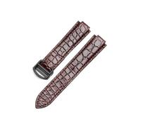 CAWEUER Correa de reloj de cuero genuino compatible con Cartier Blue Balloon, piel de cocodrilo, resistente al agua y al sudor, for hombre y mujer, correa de 12,20 mm.(Brown-Black-Z4,14x22mm)