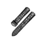 CAWEUER Correa de reloj de cuero genuino compatible con Cartier Blue Balloon, piel de cocodrilo, resistente al agua y al sudor, for hombre y mujer, correa de 12,20 mm.(Black-Balck-Z4,12x20mm)