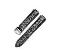 CAWEUER Correa de reloj de cuero genuino compatible con Cartier Blue Balloon, piel de cocodrilo, resistente al agua y al sudor, for hombre y mujer, correa de 12,20 mm.(Black-Steel-Z4,14x22mm)
