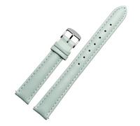 CAWEUER Correa de reloj de cuero genuino suave for mujer, correas de 10 mm, 12 mm y 14 mm, correas de reloj de cuero de vaca for mujer compatibles con Casio Fossil Folli Follie(Sky blue silver,Width10