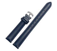 CAWEUER Correa de reloj de cuero genuino suave for mujer, correas de 10 mm, 12 mm y 14 mm, correas de reloj de cuero de vaca for mujer compatibles con Casio Fossil Folli Follie(Dark blue silver,Width1