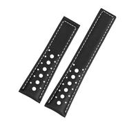 CAWEUER Correa de reloj de cuero transpirable de 22 mm Compatible con TAG HEUER MONACO CARRERA CBL2115 Correa de reloj de cuero for hombre Pulsera con hebilla plegable(Black grey line no)