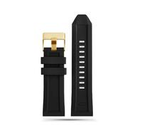 CAWEUER Correa de reloj de pulsera de caucho de silicona de 24 mm, 26 mm y 28 mm compatible con la serie Diesel DZ4427, DZ4487, DZ4323, DZ4318 y DZ4305, correa impermeable(Black gold buckle,26mm)