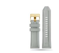 CAWEUER Correa de reloj de pulsera de caucho de silicona de 24 mm, 26 mm y 28 mm compatible con la serie Diesel DZ4427, DZ4487, DZ4323, DZ4318 y DZ4305, correa impermeable(Grey gold buckle,26mm)