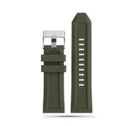 CAWEUER Correa de reloj de pulsera de caucho de silicona de 24 mm, 26 mm y 28 mm compatible con la serie Diesel DZ4427, DZ4487, DZ4323, DZ4318 y DZ4305, correa impermeable(Green silver buckle,24mm)